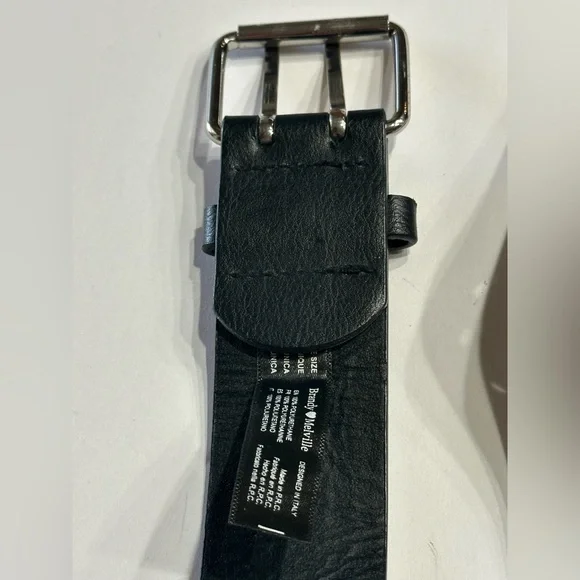 Brandy Melville Belt Black Faux Leather Double Holes One Size Silver Buckle - Picture 4 of 16